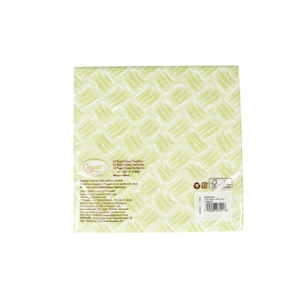 Basketry Moss Green Paper Linen Dinner Napkins - 12 Per Package