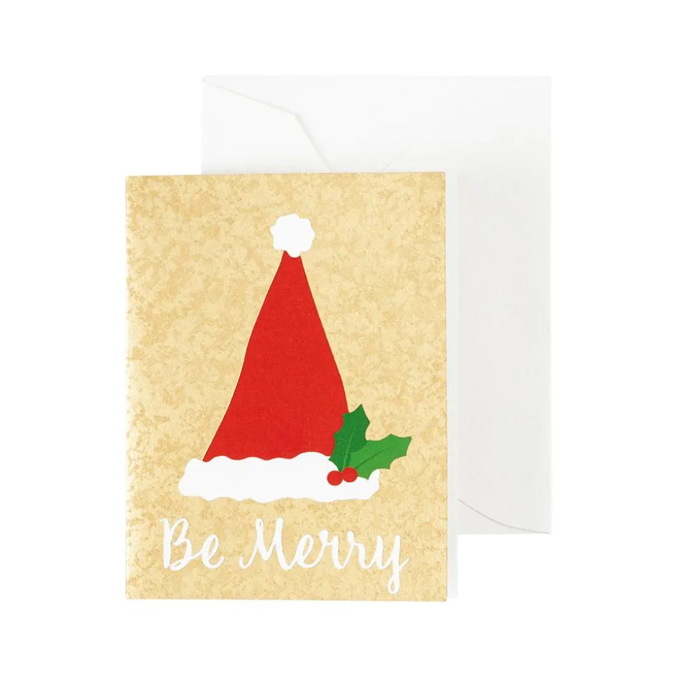 Be Merry Gift Enclosure Cards in Gold Foil - 4 Mini Cards & 4 Envelopes