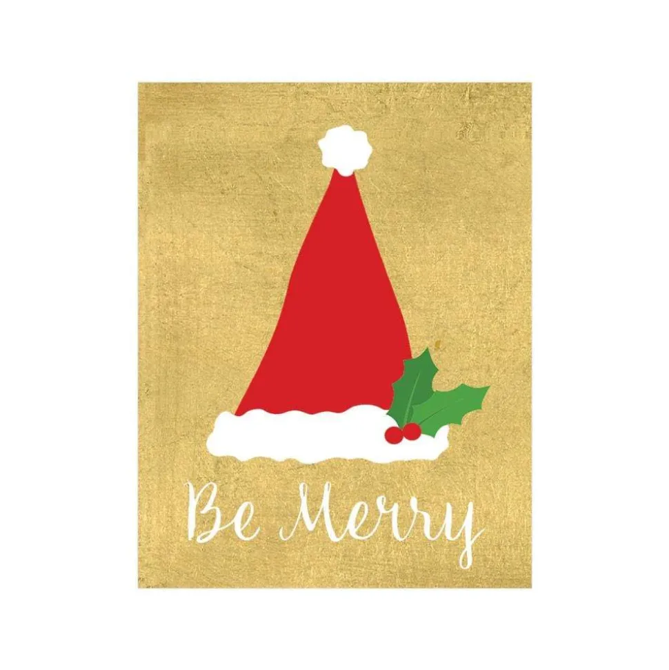 Be Merry Gift Enclosure Cards in Gold Foil - 4 Mini Cards & 4 Envelopes