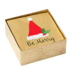 Be Merry in Green Boxed Paper Cocktail Napkins - 40 Per Box