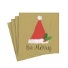 Be Merry Paper Cocktail Napkins in Gold - 20 Per Package
