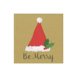 Be Merry Paper Cocktail Napkins in Gold - 20 Per Package