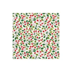 Berries and Leaves Paper Cocktail Napkins in White - 20 Per Package