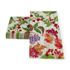 Berry Botanical Taupe Guest Towel Napkins - 15 Per Package