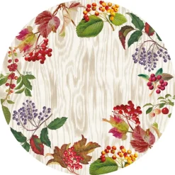 Berry Botanical Taupe Round Paper Placemats - 12 Per Package