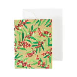 Berry Branches Gift Enclosure Cards in Gold - 4 Mini Cards & 4 Envelopes