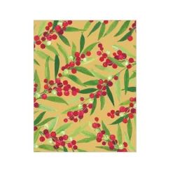 Berry Branches Gift Enclosure Cards in Gold - 4 Mini Cards & 4 Envelopes