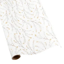 Berry Branches Gift Wrapping Paper in White & Silver - 30" x 8' Roll