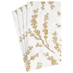 Berry Branches Paper Guest Towel Napkins in White & Gold - 15 Per Package