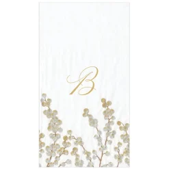 Berry Branches White/Silver Guest Towel with Initial B