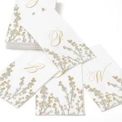 Berry Branches White/Silver Guest Towel with Initial B