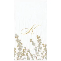 Berry Branches White/Silver Guest Towel with Initial B