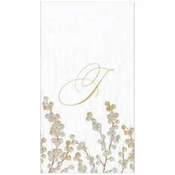 Berry Branches White/Silver Guest Towel with Initial B