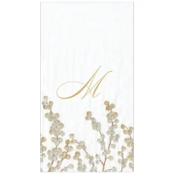 Berry Branches White/Silver Guest Towel with Initial B
