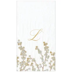 Berry Branches White/Silver Guest Towel with Initial B