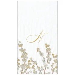 Berry Branches White/Silver Guest Towel with Initial B