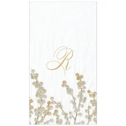 Berry Branches White/Silver Guest Towel with Initial B