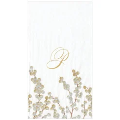 Berry Branches White/Silver Guest Towel with Initial B