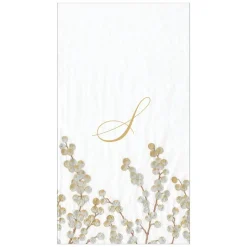 Berry Branches White/Silver Guest Towel with Initial B