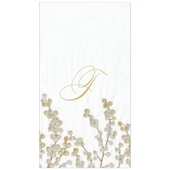 Berry Branches White/Silver Guest Towel with Initial B