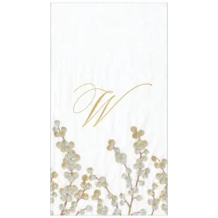 Berry Branches White/Silver Guest Towel with Initial B