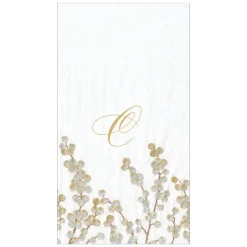 Berry Branches White/Silver Guest Towel with Initial B