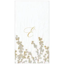 Berry Branches White/Silver Guest Towel with Initial B