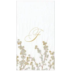 Berry Branches White/Silver Guest Towel with Initial B