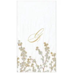 Berry Branches White/Silver Guest Towel with Initial B
