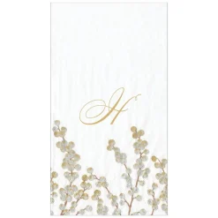 Berry Branches White/Silver Guest Towel with Initial B