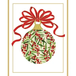 Berry Decorated Ornament Classic Embossed Boxed Christmas Cards - includes 10 cards & envelopes