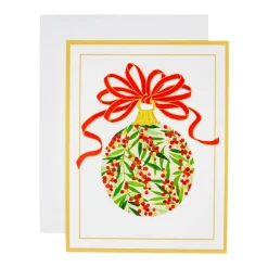 Berry Decorated Ornament Classic Embossed Boxed Christmas Cards - includes 10 cards & envelopes