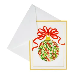 Berry Decorated Ornament Classic Embossed Boxed Christmas Cards - includes 10 cards & envelopes
