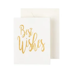 Best Wishes Script Gift Enclosure Cards in Gold Foil - 4 Mini Cards & 4 Envelopes