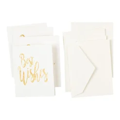 Best Wishes Script Gift Enclosure Cards in Gold Foil - 4 Mini Cards & 4 Envelopes