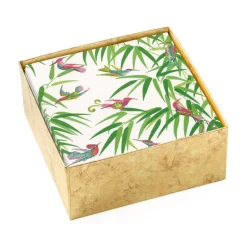 Birds in Paradise Boxed Paper Cocktail Napkins in White - 40 Per Box