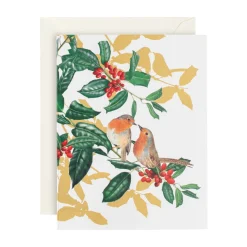 Birds on Holly Branch Classic Boxed Christmas Cards - includes 15 cards & envelopes