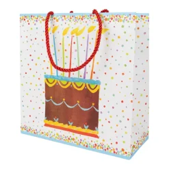 Birthday Cake Medium Square Gift Bags - One Gift Bag Included