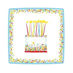 Birthday Cake Square Paper Salad & Dessert Plates - 8 Per Package