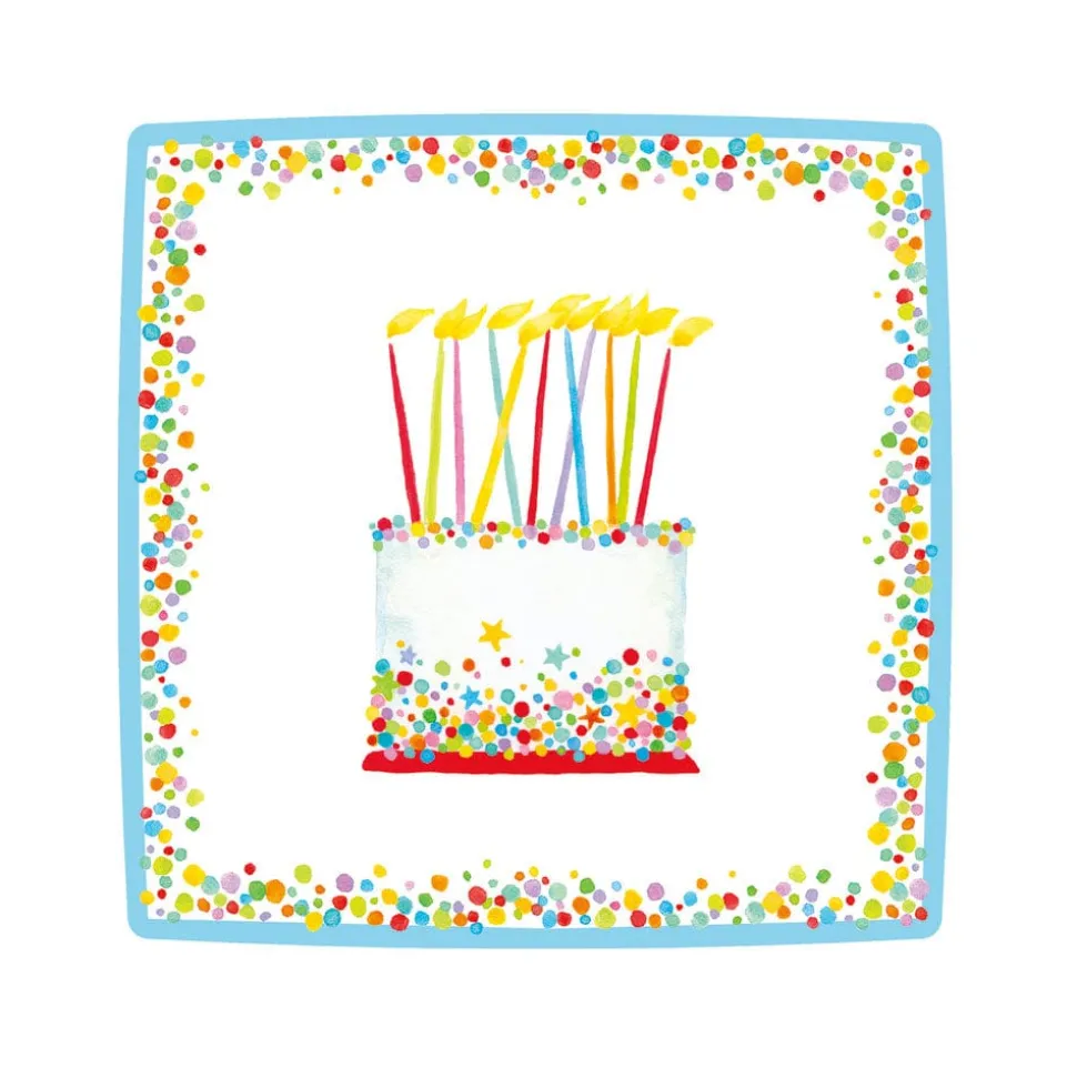 Birthday Cake Square Paper Salad & Dessert Plates - 8 Per Package