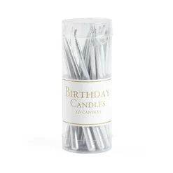 Birthday Candles in Silver - 20 Candles Per Box