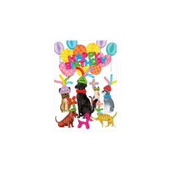 Birthday Party Animals - Set Of Six Greeting Cards And Envelopes