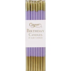 Birthday Slims Birthday Candles in Lavender & Gold - 16 Candles Per Box
