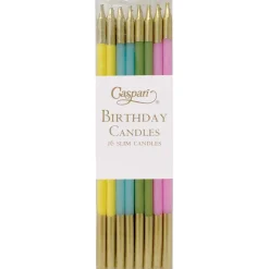 Birthday Slims Birthday Candles in Mixed Pastels - 16 Candles Per Box