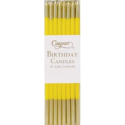 Birthday Slims Birthday Candles in Soft Yellow & Gold - 16 Candles Per Box