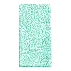 Block Print Leaves Cotton Dinner Napkins in Turquoise & Green - Set of 4