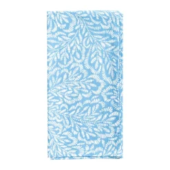 Block Print Leaves Cotton Dinner Napkins in Blue & White - Set of 4