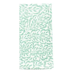 Block Print Leaves Cotton Dinner Napkins in Green & White - Set of 4