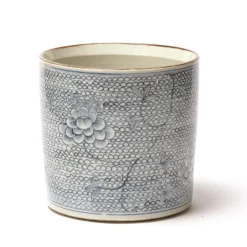 Blue & White Chrysanthemum Vase/Planter - 1 each