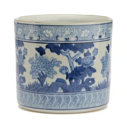 Blue and White Garden Scene Vase/Planter - 1 each
